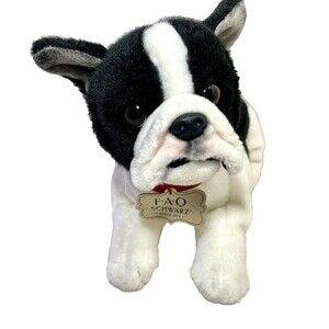FAO Schwarz French Bull Dog Boston Terrier Stuffed Animal Realistic Plush